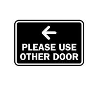 Classic Metal Signs Please Use Other Door Left Arrow Sign Wall Decor for Home Office Bar Club Restaurant Hotel Man Cave,Black