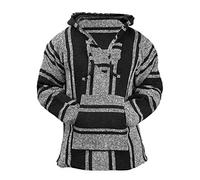 Classic Mexican Baja Hoodie Sweater Pullover - black - XL