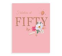 Classic Milestone Age Birthday Card Age 50 F - 8 x 6 inches - Avant Garde Studios