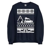 CLASSIC MINI Christmas Jumper, Scandinavian Style Print, Gingerbread House, Fairisle, Holiday Sweatshirt, Ugly Sweater Day, British Classic Mini, Car Enthuiast, Fun Cool Dad Uncle… Navy