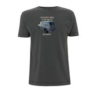 Classic Mini Van T Shirt You Don't Need A Big One to Be Happy Vintage Car Retro (Large, Grey)