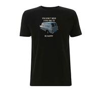Classic Mini Van T Shirt You Don't Need A Big One to Be Happy Vintage Car Retro (Small, Black)