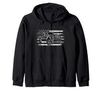 Classic Modern American Pickup Truck on American Flag Zip Hoodie