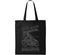 Classic Moto Racer Flat Track Capital Speedway Natural Ecological Cotton Tote Bag Black