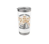 Classic Motorcycle Biker Three Things You Don't Mess with My Stainless Steel Insulated Tumbler