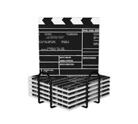 (Classic Movie Clapboard Black) 6 Pcs Square Ceramic Coasters with Cork Base and Holder Funny Print Absorbent Decorative Table Cup, Housewarming Gifts, Home/Kitchen Decor