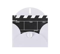 Classic Movie Clapboard Black Pattern Blank Greeting Cards For Birthdays, Valentine'S Day, Parties, Weddings, 4x6 Inches White Envelope