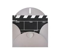 Classic Movie Clapboard Black Pattern Blank Greeting Cards For Birthdays, Valentine'S Day, Parties, Weddings, 4x6 Inches Gray Envelope