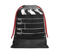 Classic Movie Clapboard Black Print Drawstring Gift Bag, Xmas Wrapping Bags For Presents With Birthday Holiday Party