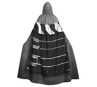 Classic Movie Clapboard Black Print Halloween Hooded Adults Cloak Costume Full Length Cosplay Parties And Festivals