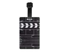 Classic Movie Clapboard Black Print Luggage Tags with Full Back Privacy Cover â€“ Durable PVC ID Labels for Suitcases & Backpacks