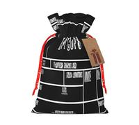 Classic Movie Clapboard Black -Print Reusable Burlap Pouches Drawstring Bags, Rustic Wedding Christmas Party Favors Bulk Packaging.