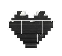 Classic Movie Clapboard Black Printed Jigsaw Puzzle 10.8x12.8 CM, Heart-Shaped Puzzle Challenging Game for Adults, Fun Decorative Wall Decor