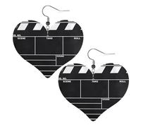 Classic Movie Clapboard Black Prints Leather Heart earrings Pendant Stylish and beautiful Lightweight Dangle for Women Girls