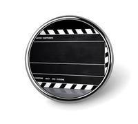Classic Movie Clapboard Black Round Badge Brooch Lightweight Lapel Tie Pins Unique Gifts Metal Brooch Badge For Hat Shirt Clothing Bags Decoration