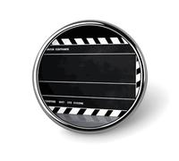 Classic Movie Clapboard Black Round Badge Cute Enamel Lapel Pin Brooches Button Pin Personalized Clothing Decoration Unisex Badge Holder Hats Bags Shirts Decor