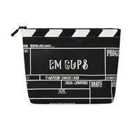 Classic Movie Clapboard Black Single Layer Linen Like Makeup Bag, Lightweight and Cute, Easy to Use
