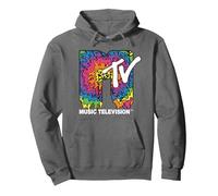 Classic MTV Melting Tie Dye Logo Pullover Hoodie, Adult Unisex, Asphalt Grey, Medium