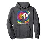 Classic MTV Melting Tie Dye Logo Pullover Hoodie, Adult Unisex, Dark Heather Grey, Small