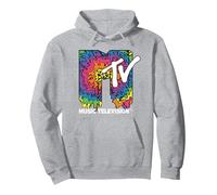 Classic MTV Melting Tie Dye Logo Pullover Hoodie, Adult Unisex, Heather Grey, Large