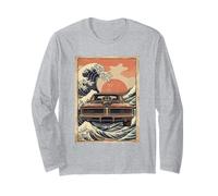 Classic Muscle Car Great Wave Japanese Art Style Design Long Sleeve T-Shirt