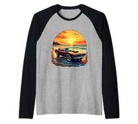 Classic Muscle Car Retro Vintage Style American Car Beach Raglan Baseball Tee