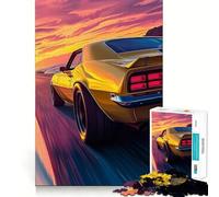 Classic Muscle Car Sunset Drive 1000 Piece Jigsaw Puzzles for Adults Teenagers Home Play Fine Thick Home Fun Wall Art (50x75cm)