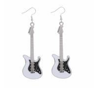 Classic Music Bass Electric Guitar Acrylic Earrings Punk Charm Resin Rock Band Violin Instrument Lightweight Dangle Drop Earrings for Women Music Lover Singer Musicians Fashion Jewelry Gifts, Zinc, No