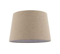 Classic Natural Oatmeal Linen Fabric Drum Lamp Shade with White Cotton Inner Lining | 30cm x 20cm | for Table or Pendant by Happy Homewares