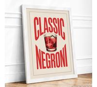 Classic Negroni Retro Framed Wall Art Print A2 White