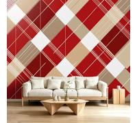 Classic Non-Woven Wall Mural 500W x 280H cm, Traditional Geometric Diamond Check Stripe Wallpaper - Wall Art Decoration Poster for Kids Room Bedroom Living Room, High-Definition Photo Mural Picture