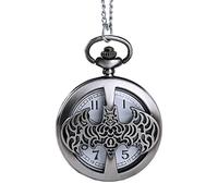 Classic Nostalgic Silver Grey Batman Carved Large Pattern Pocket Watch
