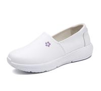 Classic Nurse Shoes for Women, Flat Non Slip Work Shoes Women, Waterproof Walking Shoes Women, Food Service Restaurant Slip on Footwear (Color : White, Size : 3.5 UK)