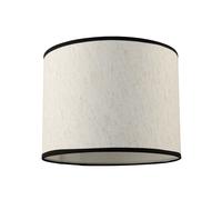 Classic Oatmeal Linen Fabric Drum Lamp Shade with Black Cotton Trims Happy Homewares Light Beige 12 inches