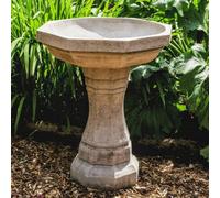 Classic Octagonal Design Stone Cast Garden Birdbath