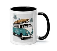 Classic Old Bus with Surfboard Ceramic Coffee Mug with Handle 11 Ounces, Porcelain Mug Coffee Cup Tea Mug Water Cup Ideal for Coffee,Tea,Latte,Cappuccino,Microwave & Dishwasher Safe Unique Gift Cup