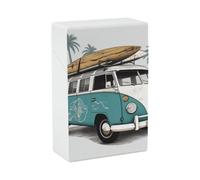 Classic Old Bus with Surfboard Cigarette Case, Plastic Waterproof Shockproof, Airtight Push Open Cigarette Box, Capacity King Size Cigarette Holder, Portable Cigarette Container for Outdoor Travel Cam