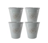 Classic Olive Plastic Planter for Gardening - Outdoor & Indoor Flowers Pot with Glossy Finish | Weatherproof Plant Pot with Drainage Holes - Flower Pots for Gardens & Balconies (Grey, 23cm-Pack 4)