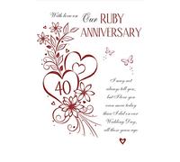 Classic On Our Annivesary Card Ruby 40 Years - 9 x 6 inches - Regal Publishing