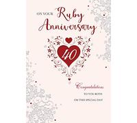 Classic On Your Annivesary Card Ruby 40 Years - 9 x 6 inches - Regal Publishing
