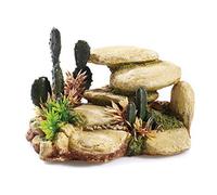 CLASSIC Ornamental White Stone And Cactus Aquarium Ornament 15cm
