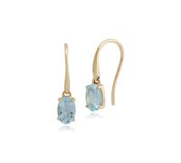 Classic Oval Aquamarine Claw Set Drop Earrings in 9ct Yellow Gold