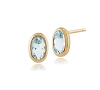Gemondo Classic Oval Aquamarine Stud Earrings in 9ct Yellow Gold 6x4mm