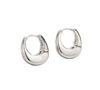 Classic Oval Earrings Chunky Gold Ear Cuff Earrings for Women Minimalist Oval Earrings Cartilage Stud Huggie Hoop Earrings Silver