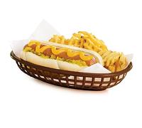 Classic Oval Food Basket Brown 24x15x5cm | American Diner Basket, Plastic Basket, Chip Basket