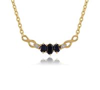 Gemondo Women's Classic Oval Sapphire & Diamond Necklace in 9ct Yellow Gold in Blue | Size: 18 inches Gemondo Blue 18 inches