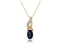 Gemondo Classic Oval Sapphire & Diamond Pendant in 9ct Yellow Gold - 9ct Yellow Gold 0.33ct Sapphire & Diamond Pendant on 45cm Chain