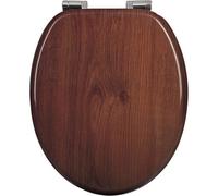 Classic Oval Wooden Toilet Seat - Soft Close Dark Beech Design, Heavy-Duty Hinge