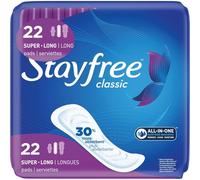 Classic Pads, Super Long Length Without Wings, Unscented, 22 Count - Menstrual & Bladder Leak Protection, Heavy Flow, Fragrance-Free Feminine Pads (Pack of 1)