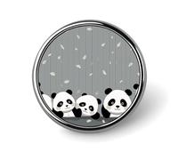 Classic Panda Metal Brooch Pin with Panda Button Personalized Photo Button Design Funny Cute Badges Lapel Badges for Backpacks Bags Hats Jeans